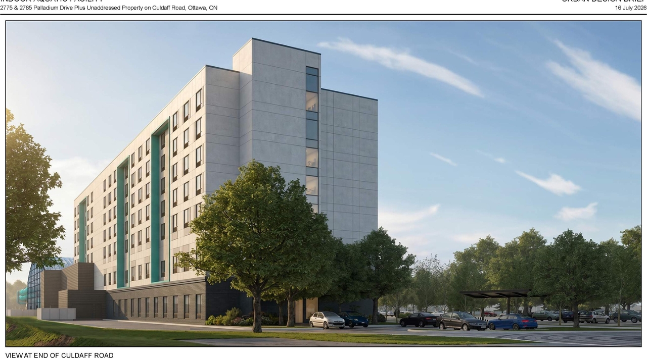 Rendering of building from page 11 of the file '2026-07-20 - Urban Design Brief - D02-02-26-0058 & D07-12-26-0085'