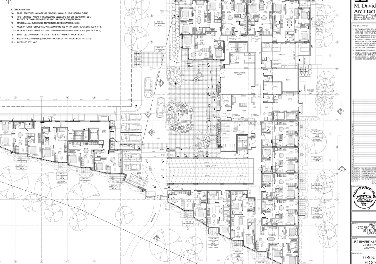 Construction site plan for project from page 2 of the file '2026-08-20 - Floor Plan & Elevations - D02-02-26-0066 & D07-12-26-0092'