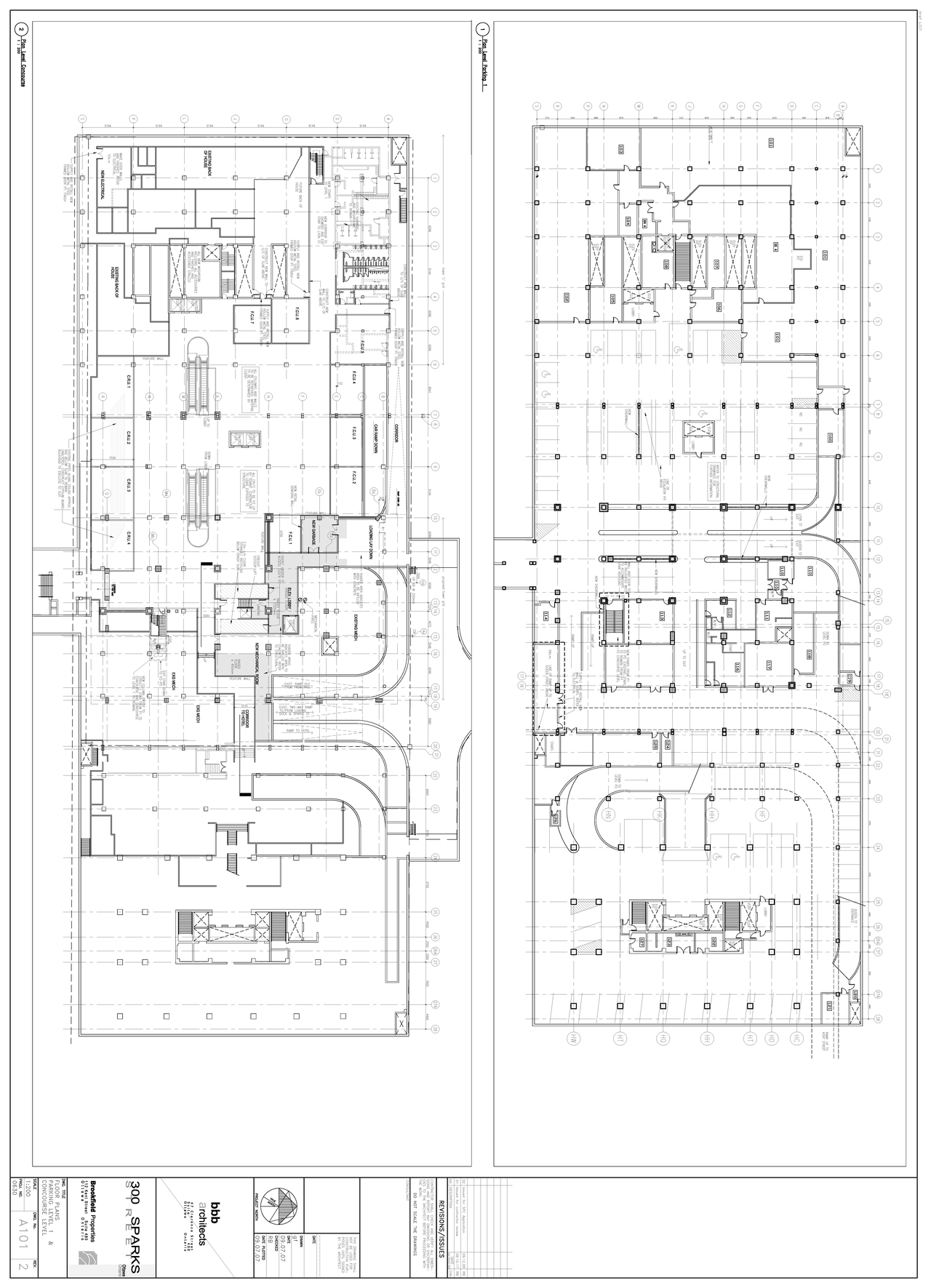 Floor plan for project from page 1 of the file 'First Floor Plan and Parking Level 1 D07-12-09-0212'