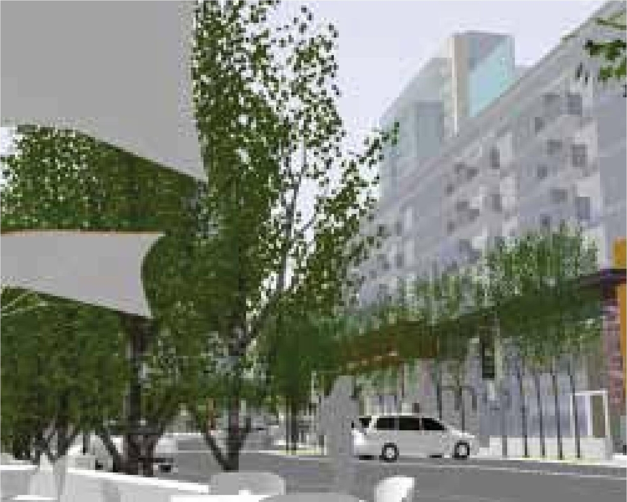 Rendering of building from page 1 of the file 'Urban Design Panel - Formal Submission'