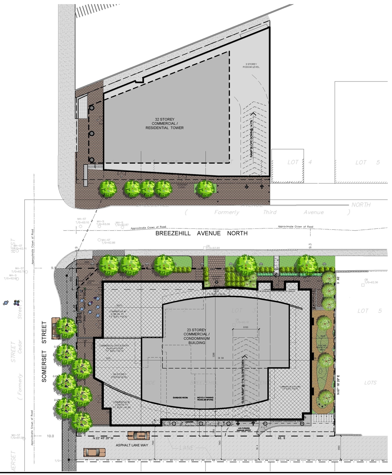 Construction site plan for project from page 23 of the file '1040 and 1050 Somerset Street West Urban Design Brief1'