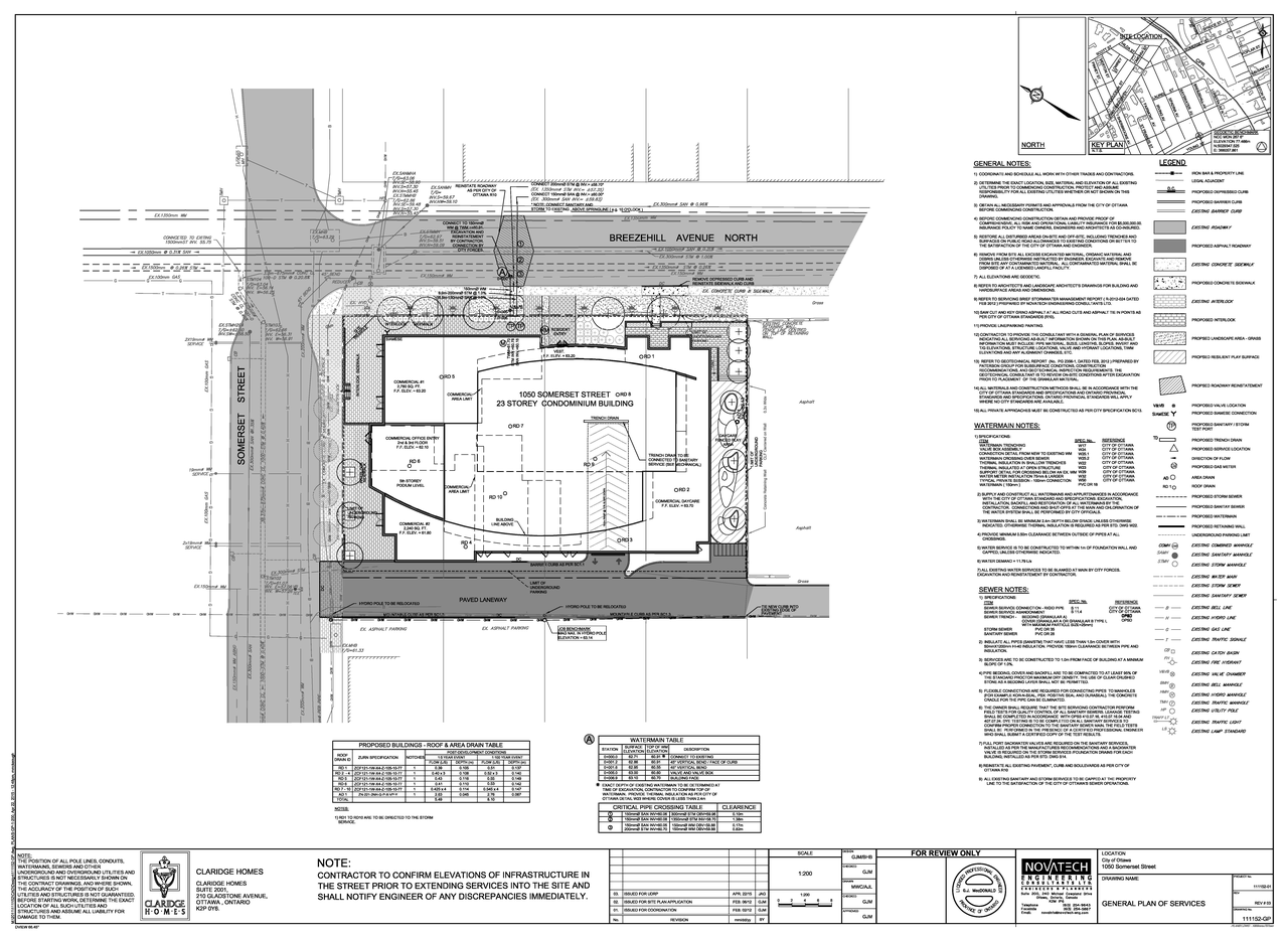 Construction site plan for project from page 46 of the file '1040 and 1050 Somerset Street West Urban Design Brief1'