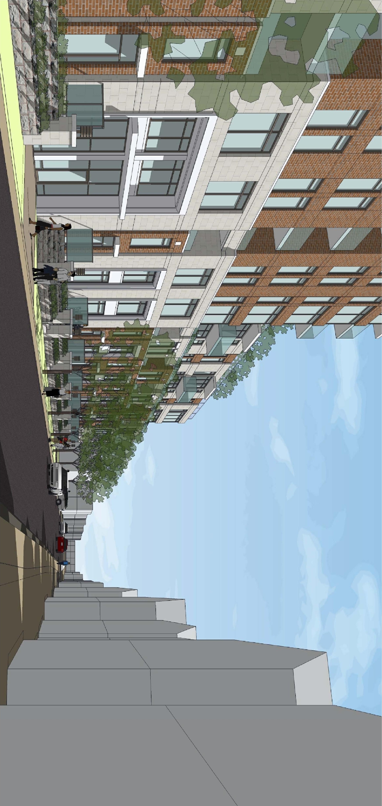 Rendering of building from page 1 of the file 'D07-12-13-0225 Perspective II'