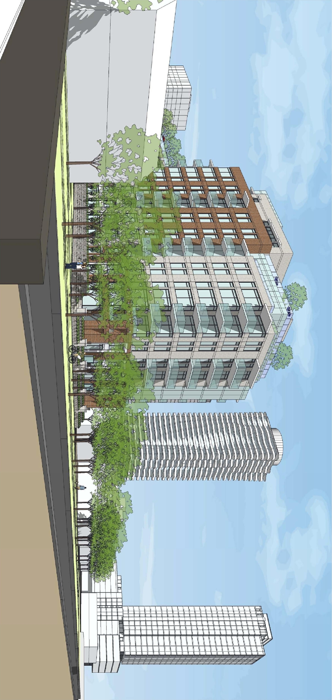 Rendering of building from page 1 of the file 'D07-12-13-0225 Perspective III'