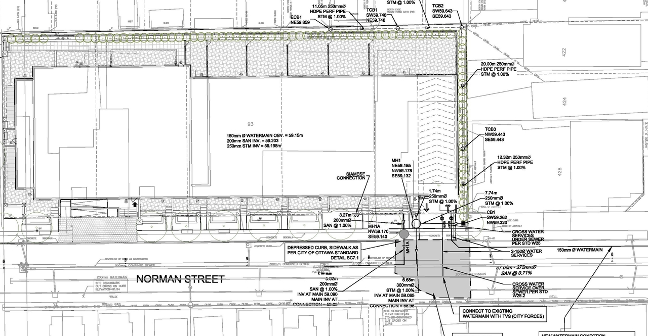 Construction site plan for project from page 15 of the file '93 Norman - UDRP Presentation May 2021'