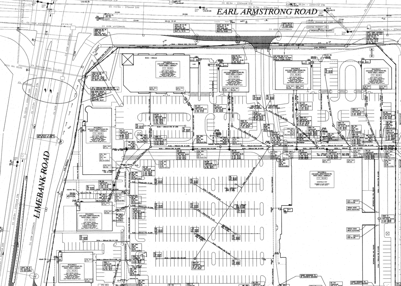 Construction site plan for project from page 113 of the file 'D07-12-14-0067 Servicing Design Brief, Storm Report and Engineering Plans Sub2'