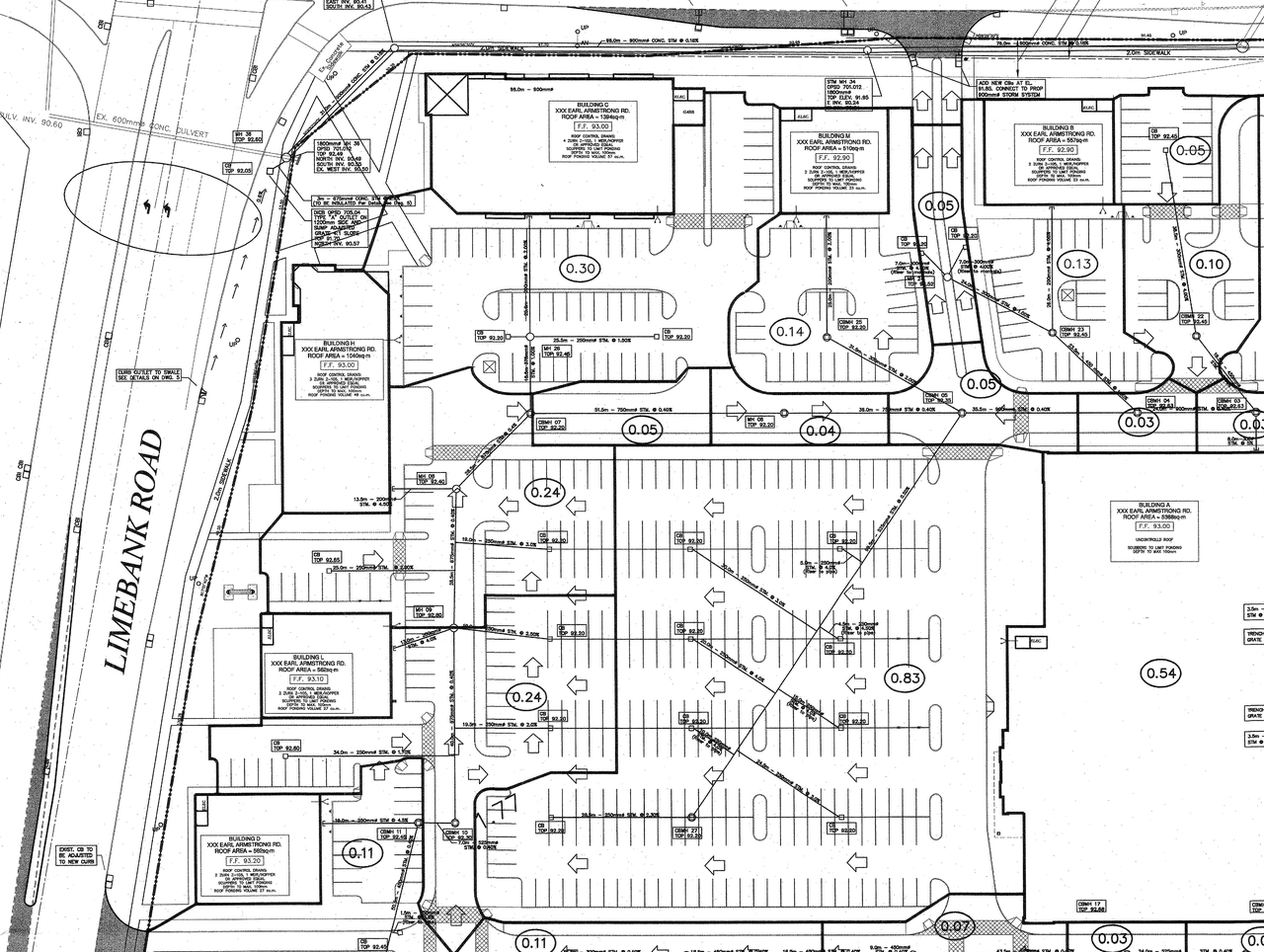 Construction site plan for project from page 117 of the file 'D07-12-14-0067 Servicing Design Brief, Storm Report and Engineering Plans Sub2'