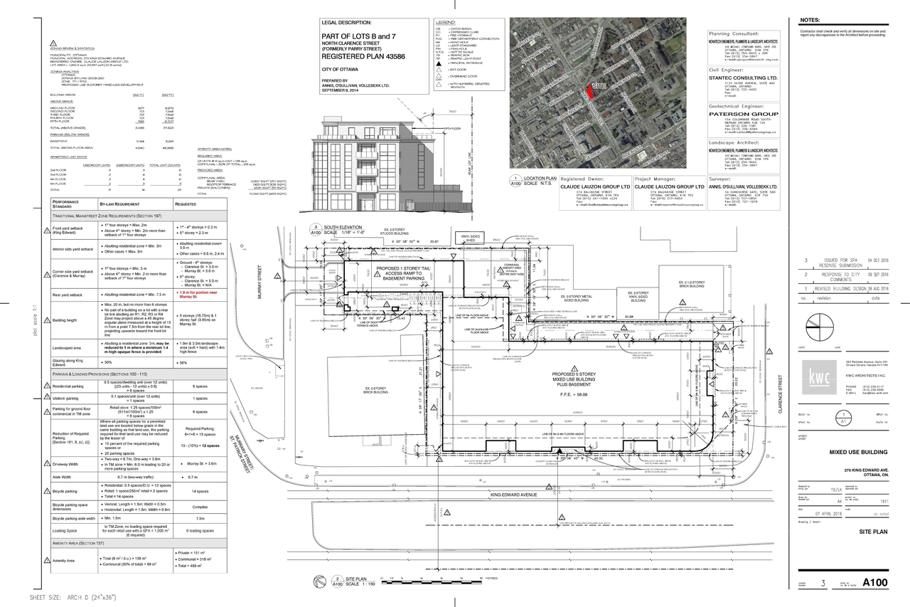 Construction site plan for project from page 1 of the file 'October 2016 - D07-12-16-0045 - Floor Plans & Elevations'