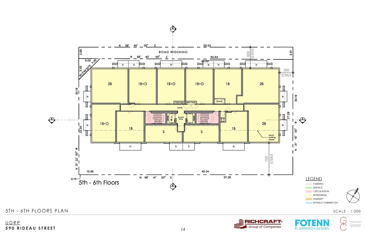 Construction site plan for project from page 15 of the file 'Urban Design Review Package_594 Rideau Street'