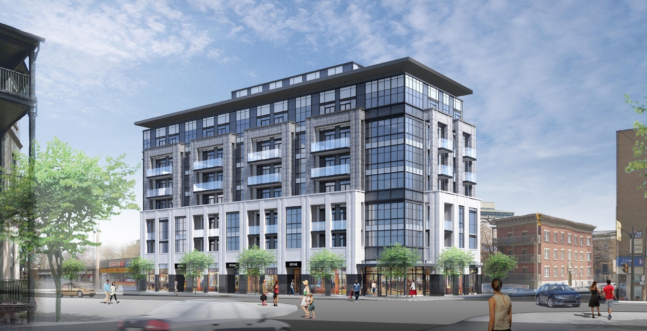 Rendering of building from page 26 of the file 'Urban Design Review Package_594 Rideau Street'