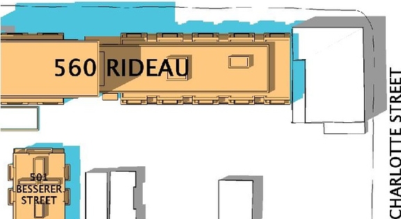 Construction site plan for project from page 31 of the file 'Urban Design Review Package_594 Rideau Street'