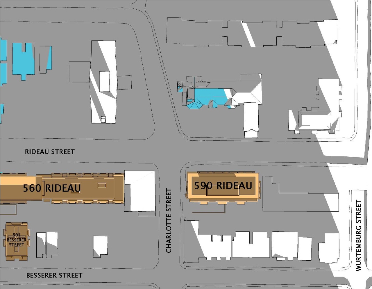 Construction site plan for project from page 33 of the file 'Urban Design Review Package_594 Rideau Street'