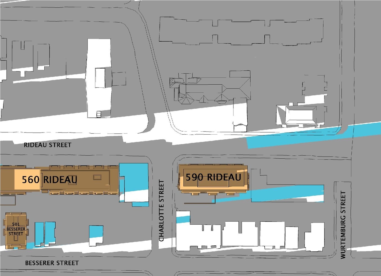 Construction site plan for project from page 33 of the file 'Urban Design Review Package_594 Rideau Street'