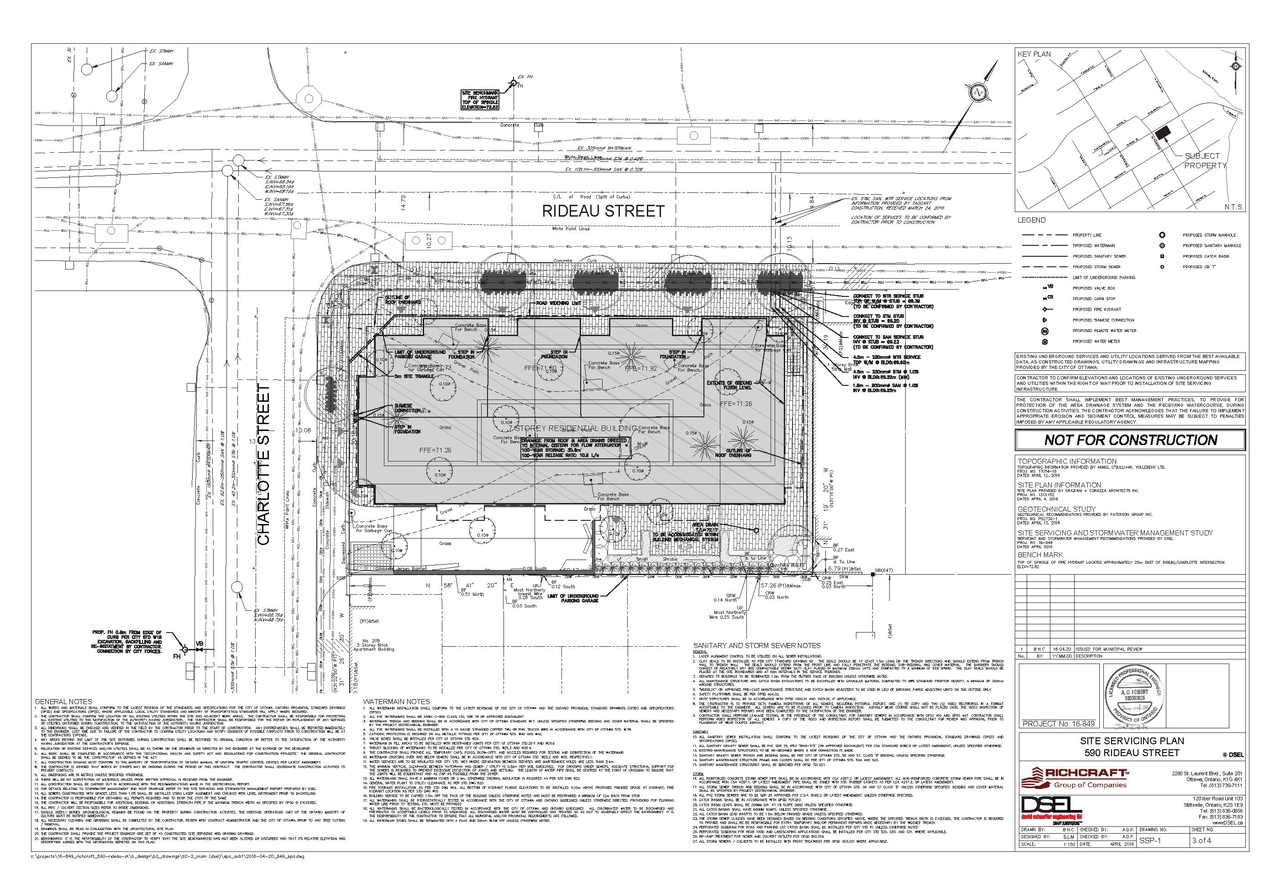Construction site plan for project from page 37 of the file 'Urban Design Review Package_594 Rideau Street'