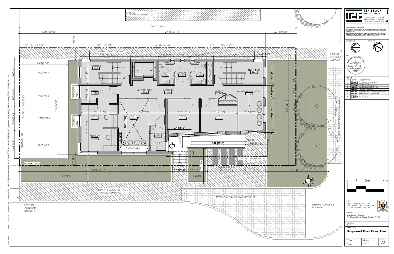 Construction site plan for project from page 2 of the file 'Nov 2017 Revsied Floor Plans and Elevations'