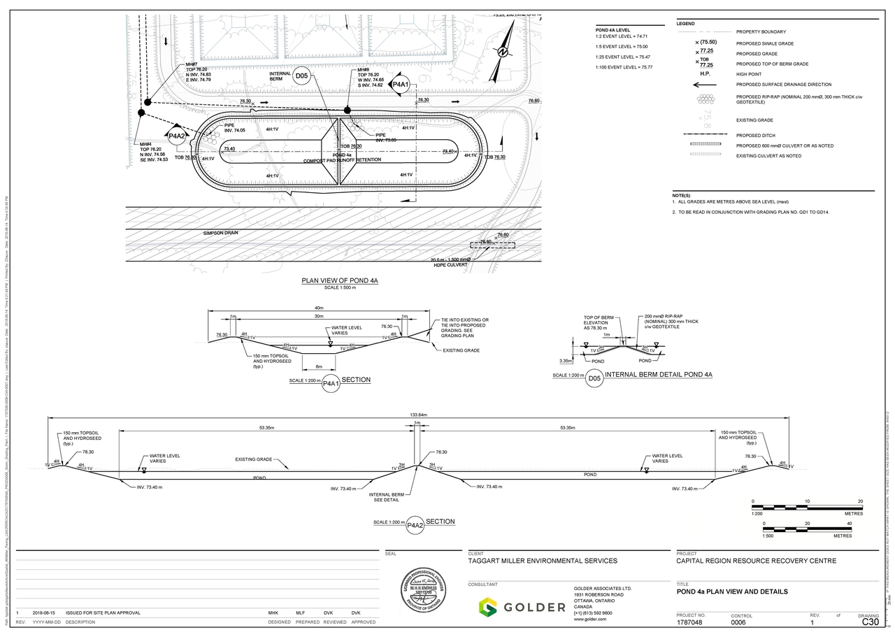 Image from page 1 of the file '2018-07-27 - POND 4a PLAN VIEW AND DETAILS - D07-12-18-0097'