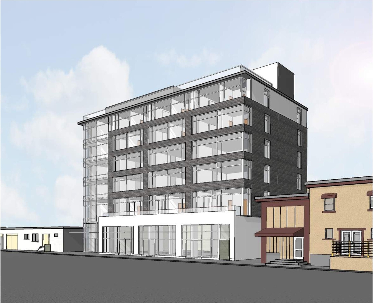 Rendering of building from page 15 of the file '2019-10-28 - Design Brief - Urban Design Review Panel - D07-12-19-0054'