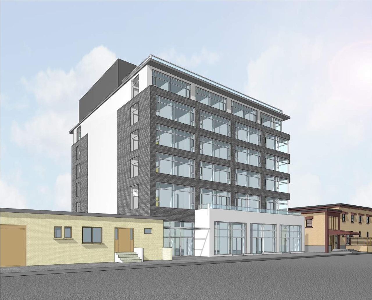 Rendering of building from page 18 of the file '2019-10-28 - Design Brief - Urban Design Review Panel - D07-12-19-0054'