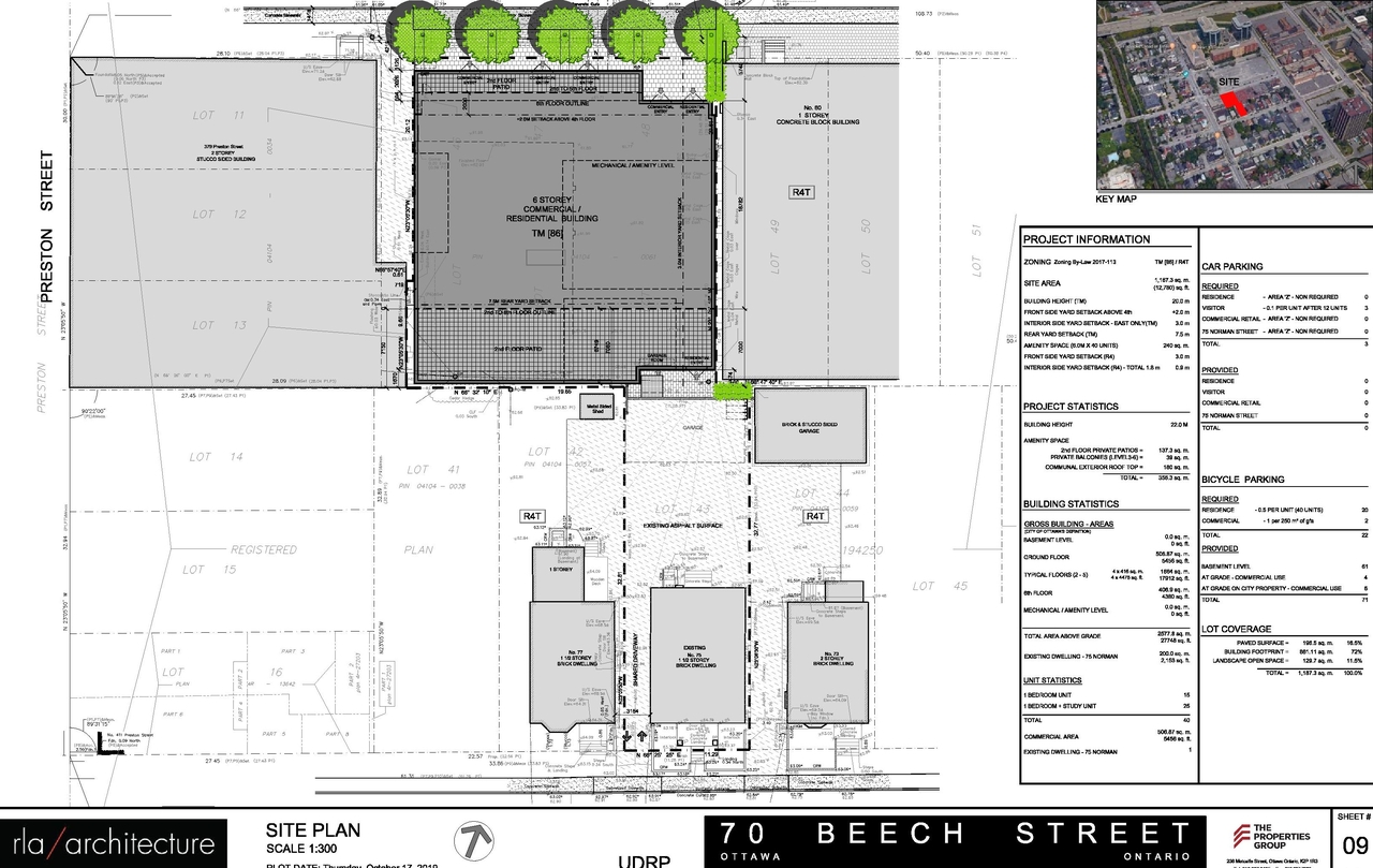Construction site plan for project from page 8 of the file '2019-10-28 - Design Brief - Urban Design Review Panel - D07-12-19-0054'