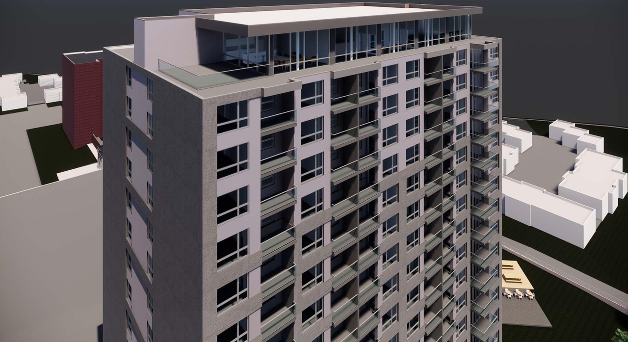 Rendering of building from page 1 of the file '2019-08-15 - Arch Rendering - D07-12-19-0075'