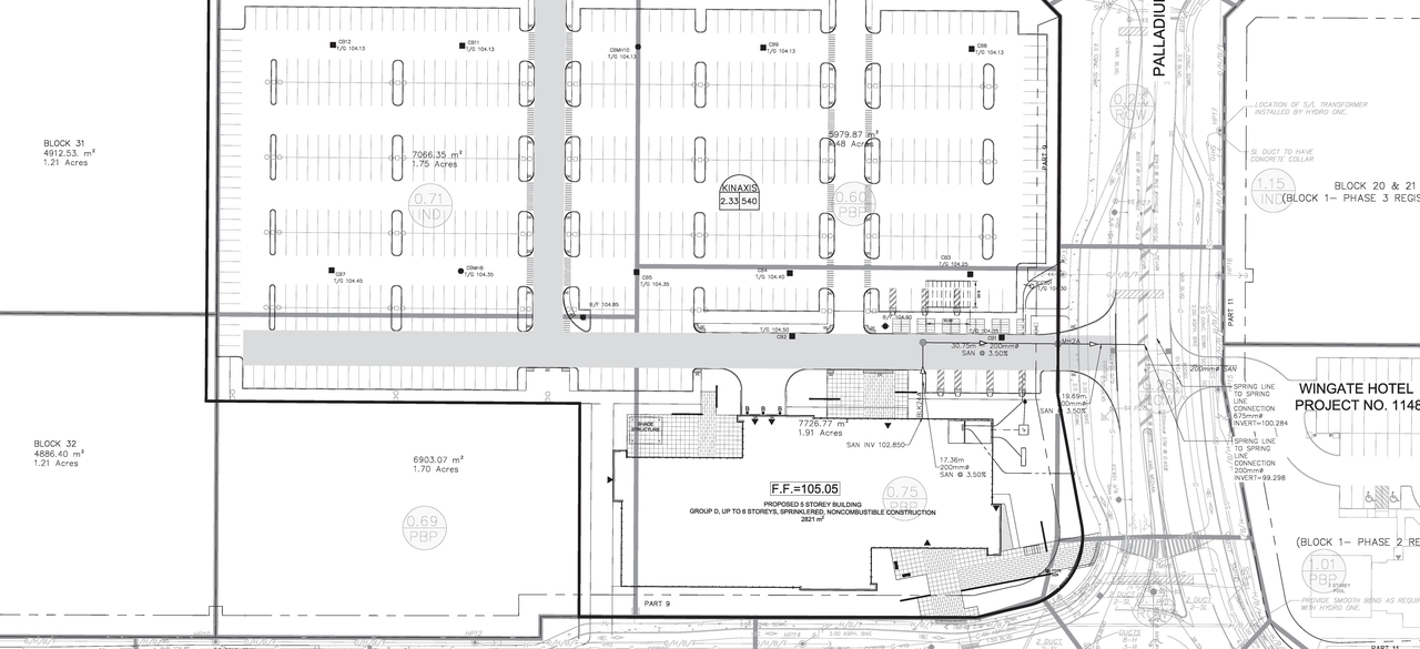 Construction site plan for project from page 30 of the file '2019-07-17 - Design Brief - D07-12-19-0122'