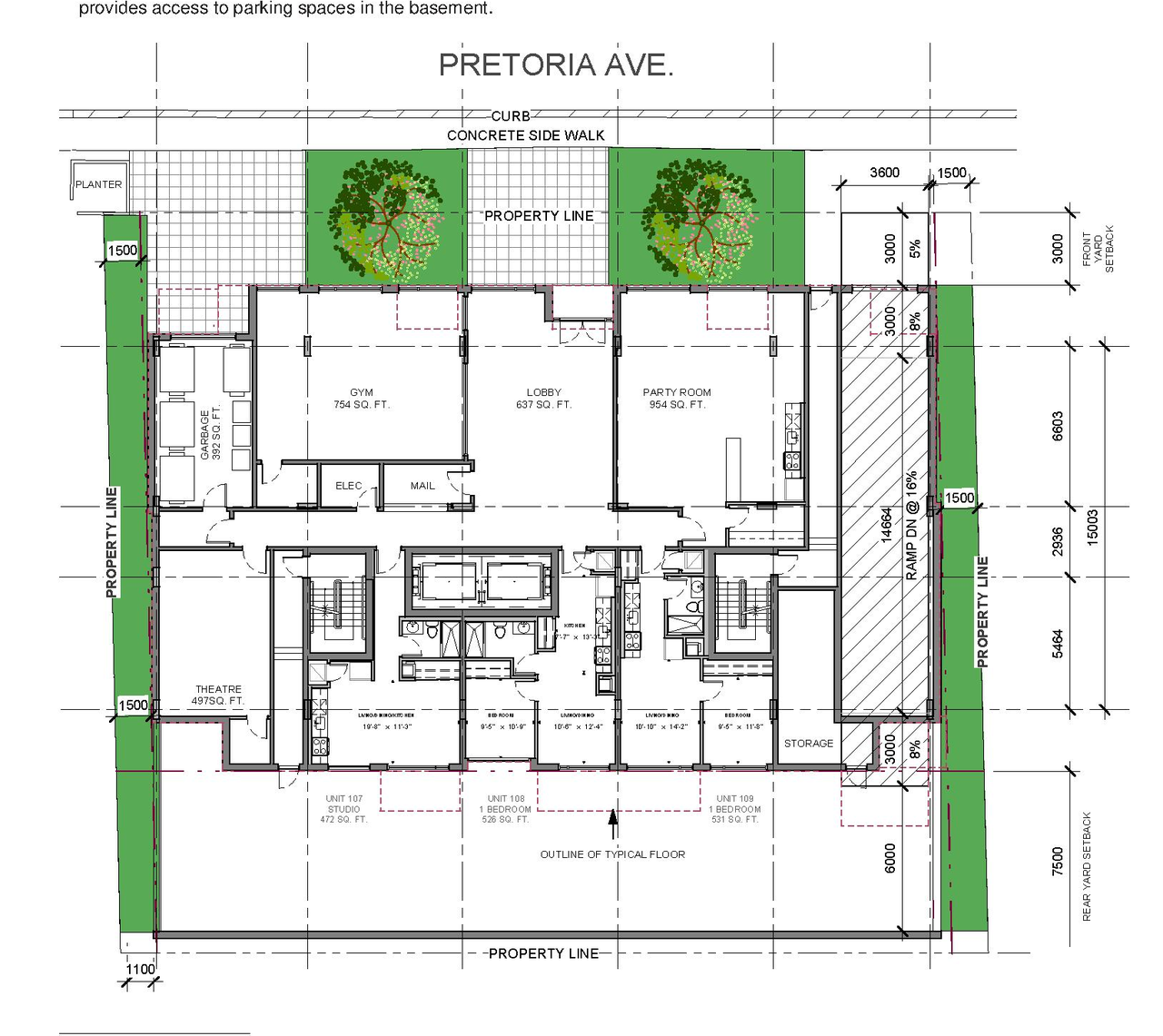 Floor plan for project from page 23 of the file '2019-08-12 - Design Brief - D07-12-19-0126'