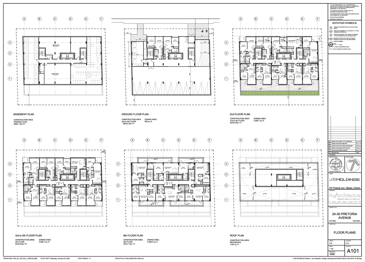 Construction site plan for project from page 1 of the file '2020-02-06 - Sub 2 Floor Plans - D07-12-19-0126'