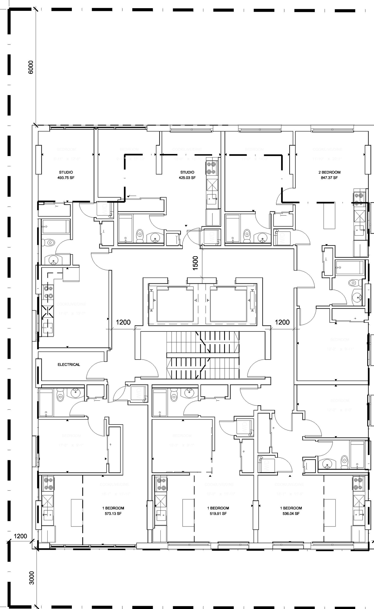 Construction site plan for project from page 1 of the file '2019-08-21-Lower Floor Plans-D07-12-19-0140'