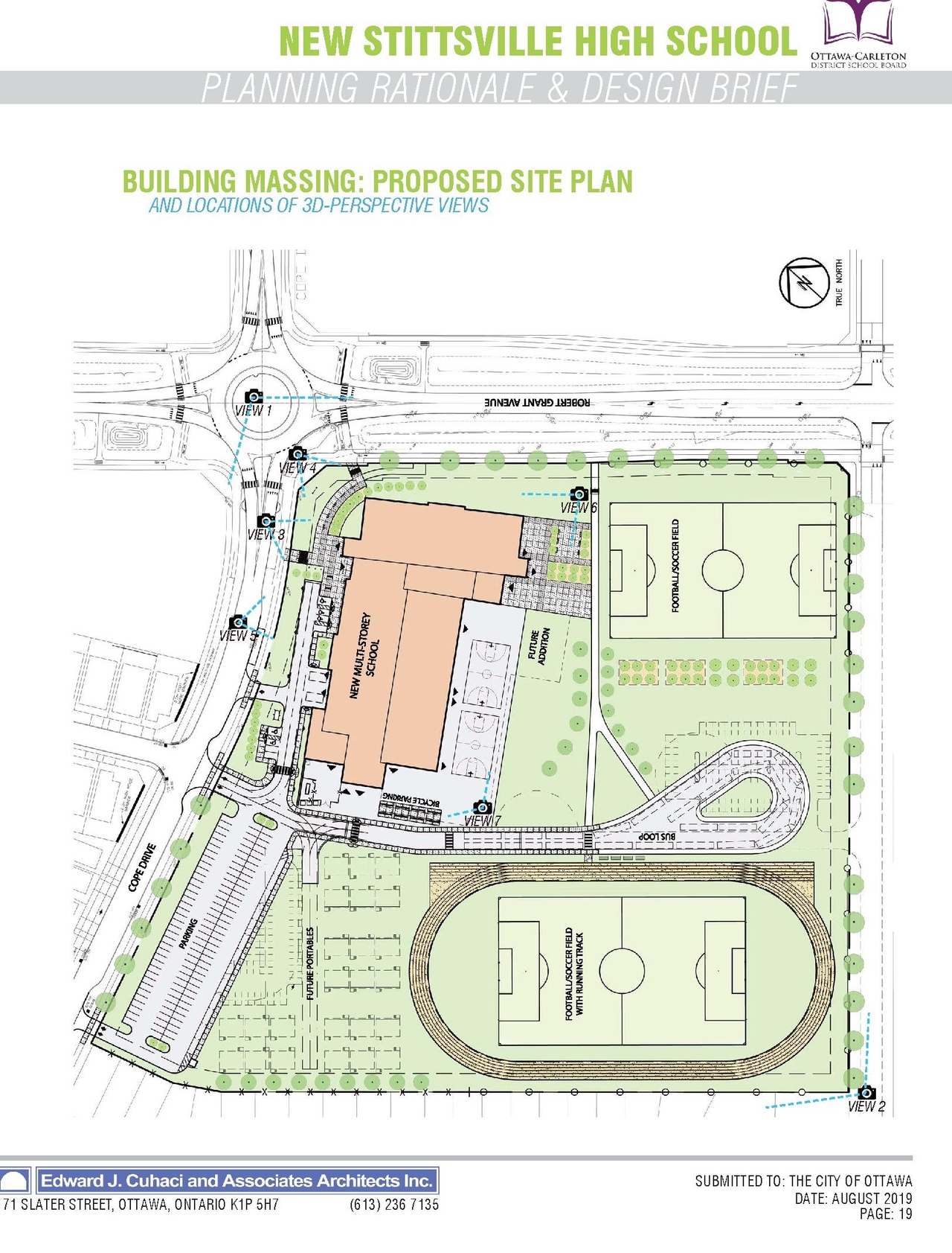 Construction site plan for project from page 19 of the file '20190808 - Planning Rationale and Design Brief - D07-12-19-0144'