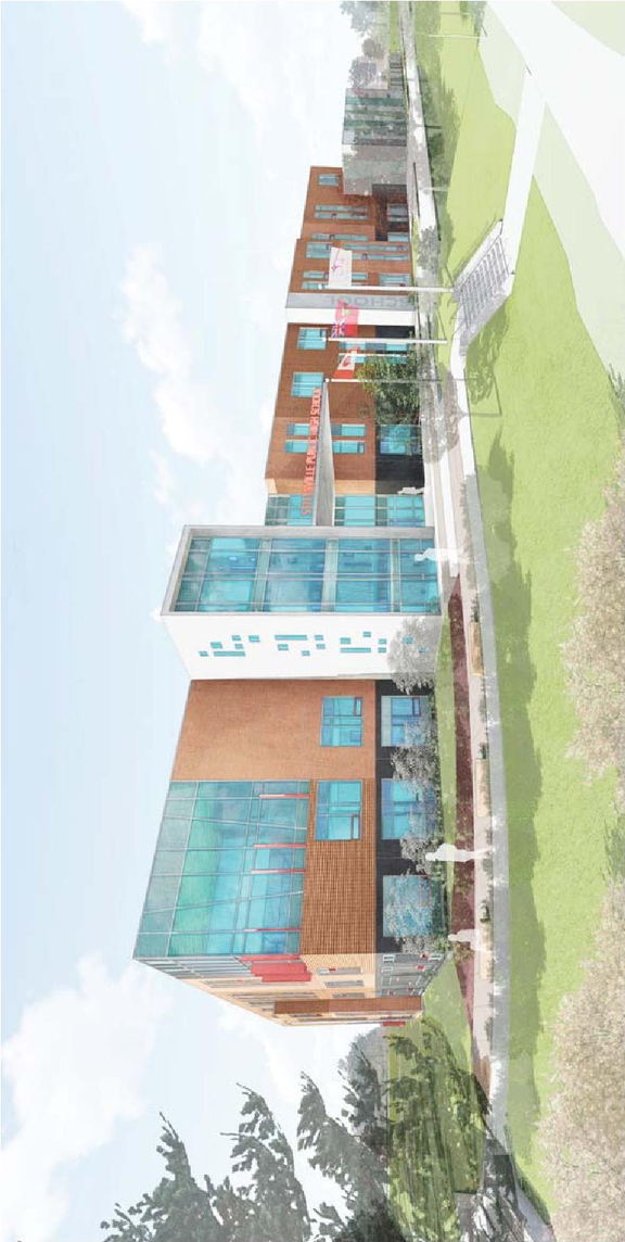 Rendering of building from page 22 of the file '20191218 - Planning Rationale & Design Brief - D07-12-19-0144'
