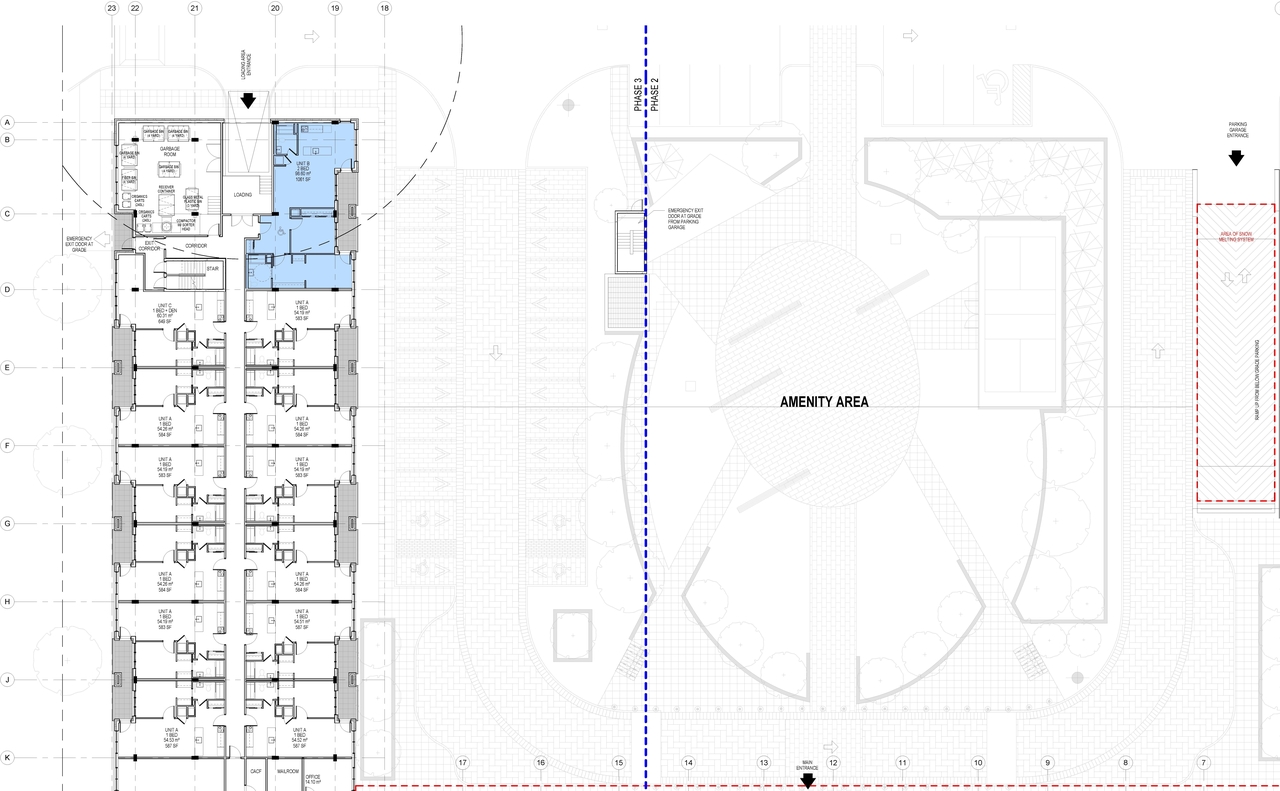 Construction site plan for project from page 2 of the file '2021-09-15 - Floor Plans and Elevations and Renderings - D07-12-19-0189'