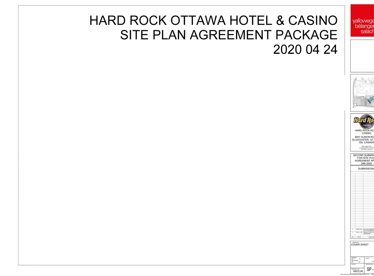 Construction site plan for project from page 1 of the file '2020-04-28 - Site Plans, Main Floor Plan, Elevations, Shuttle Bus Route Plan - D07-12-19-0191'