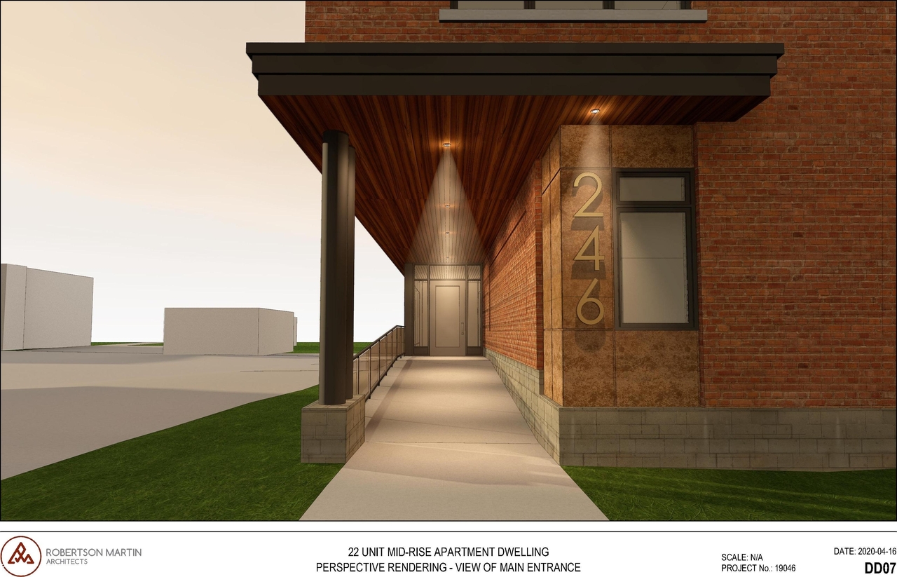 Rendering of building from page 7 of the file '2020-04-22 - REVISED Renderings - D07-12-19-0196'
