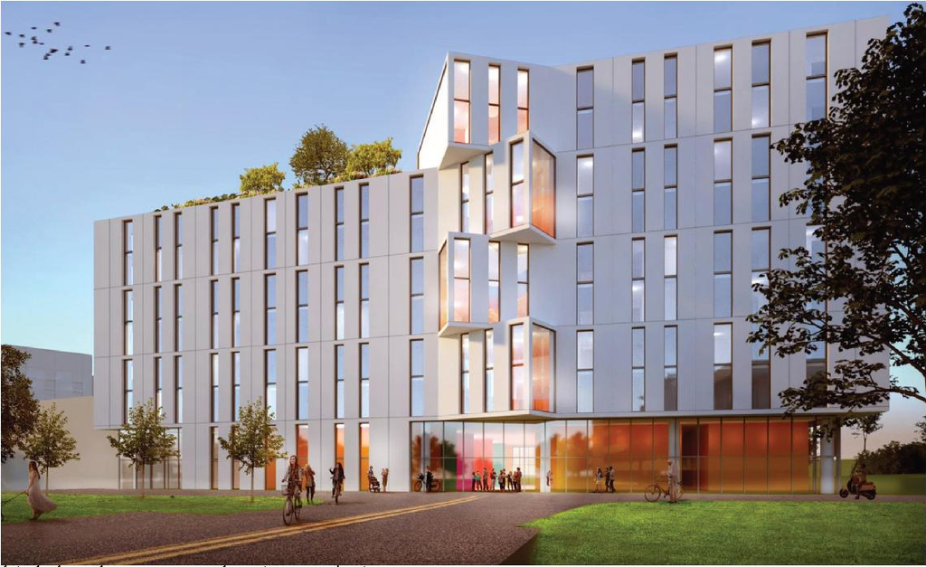 Rendering of building from page 18 of the file '2019-12-20 - Planning Rationale and Design Brief - D07-12-19-0205'