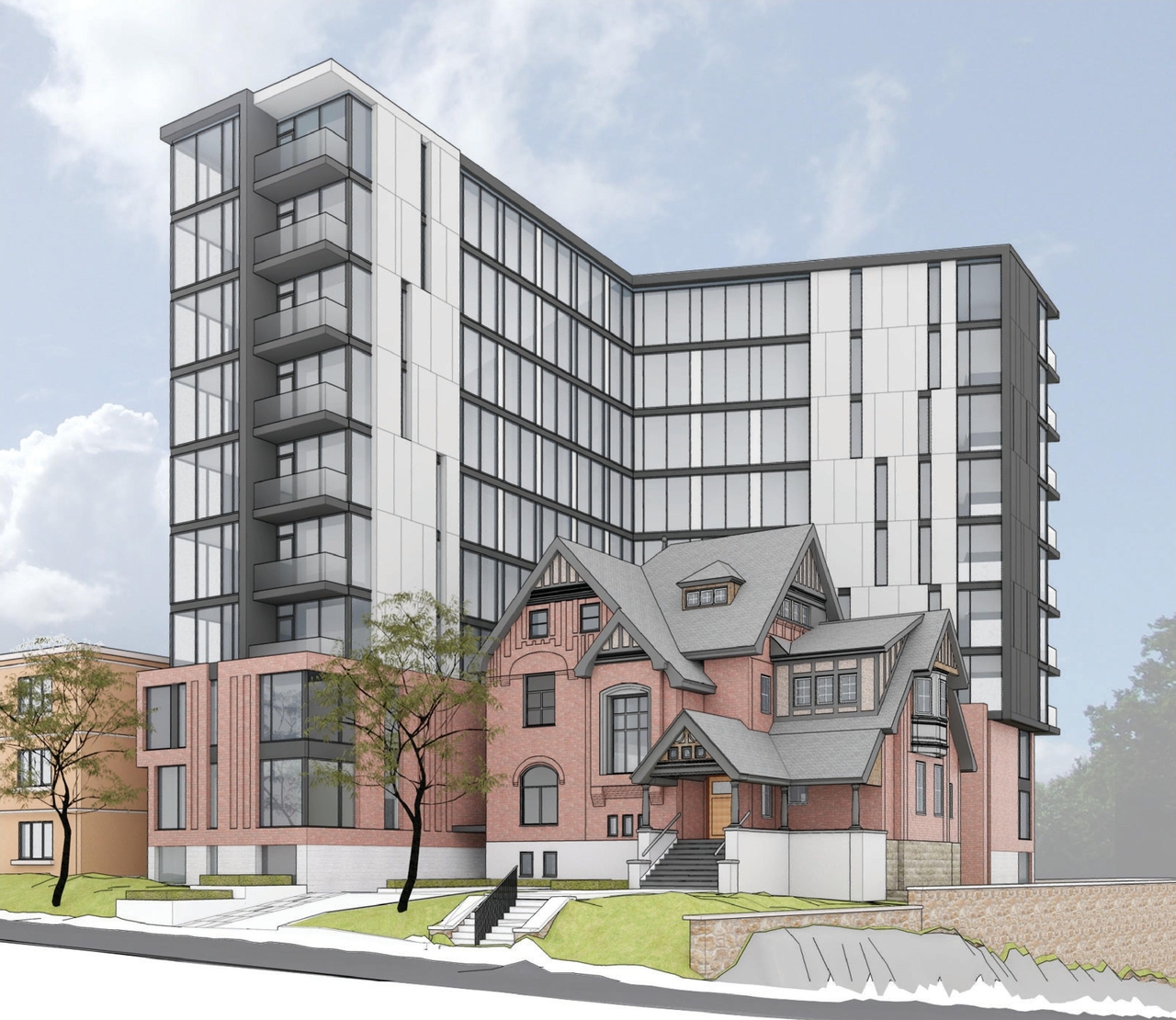 Rendering of building from page 1 of the file '2020-12-23 - 3rd Sub. - Renderings - D07-12-19-0207'