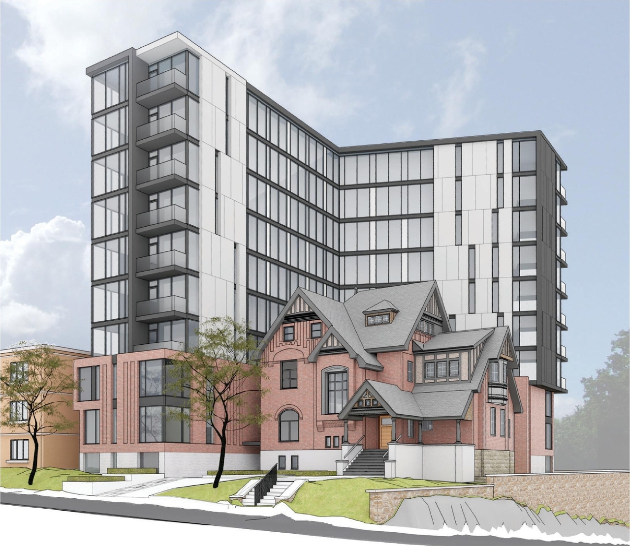 Rendering of building from page 1 of the file '2020-12-23 - 3rd Sub. - Renderings - D07-12-19-0207'