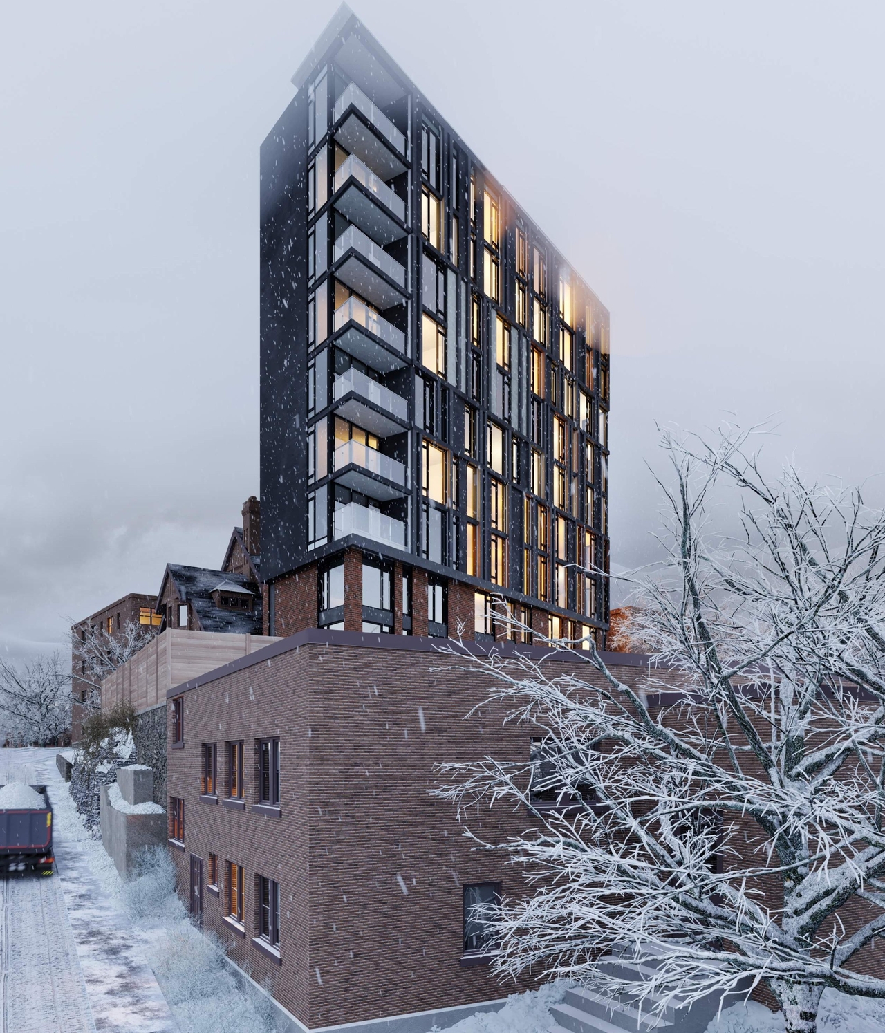 Rendering of building from page 5 of the file '2021-01-07 - 3rd Sub- Renderings 2- D07-12-19-0207'