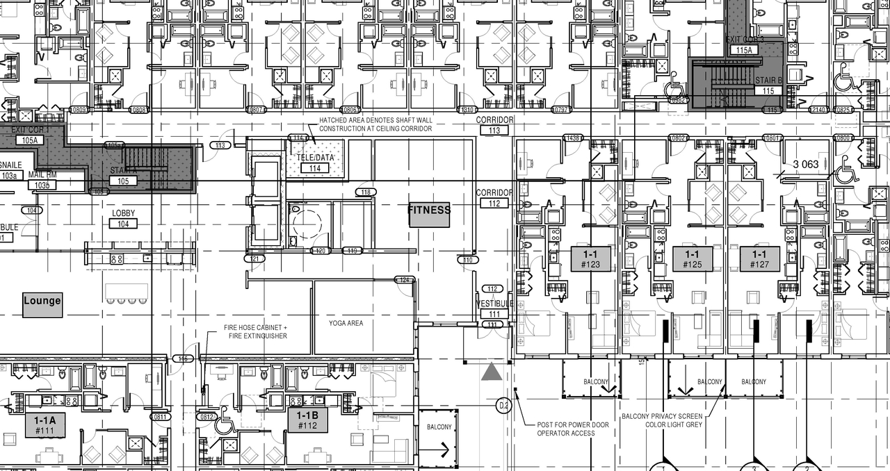 Construction site plan for project from page 1 of the file '2022-03-02 - Floor Plans Drawings - D07-12-19-0212'