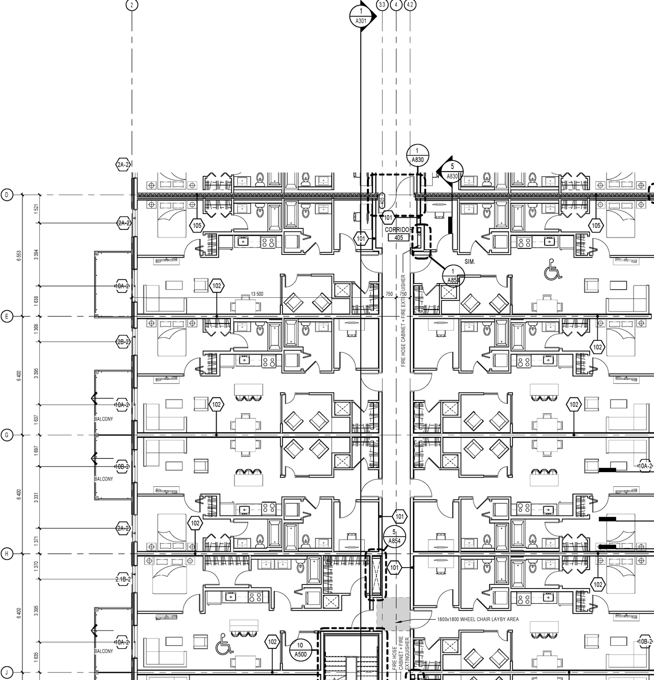 Construction site plan for project from page 1 of the file '2021-10-12 - Fourth Floor Plan Building B - D07-12-19-0212'
