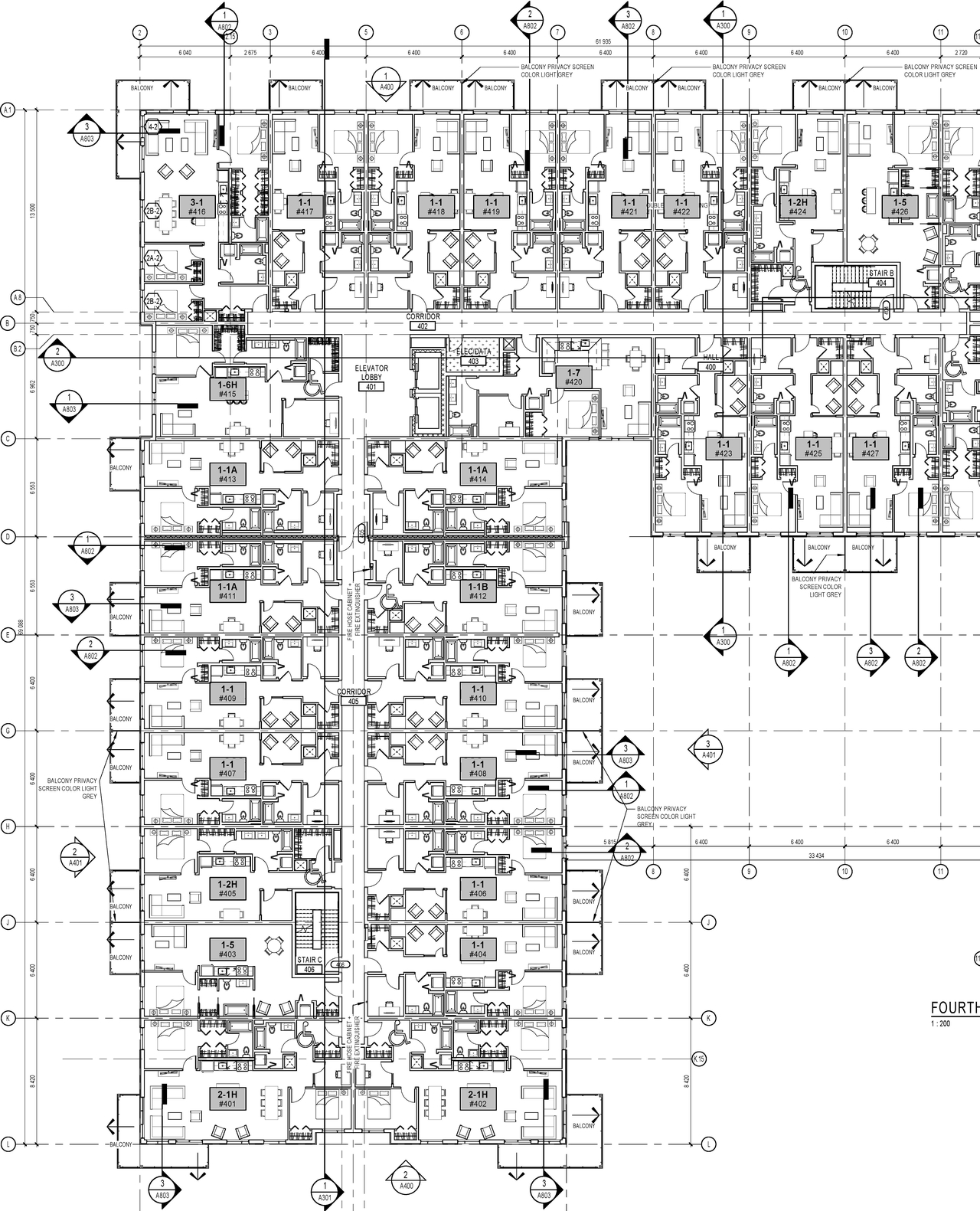 Floor plan for project from page 1 of the file '2021-10-12 - Fourth Floor Plan General - D07-12-19-0212'