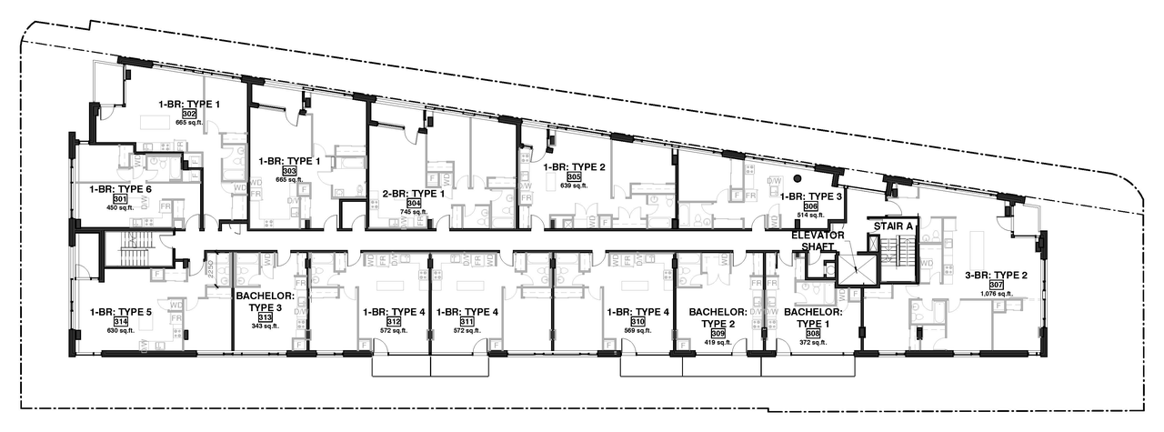 Floor plan for project from page 5 of the file '2021-01-28 - Approved Site Plan, Floor Plans and Elevations - D07-12-19-0215'