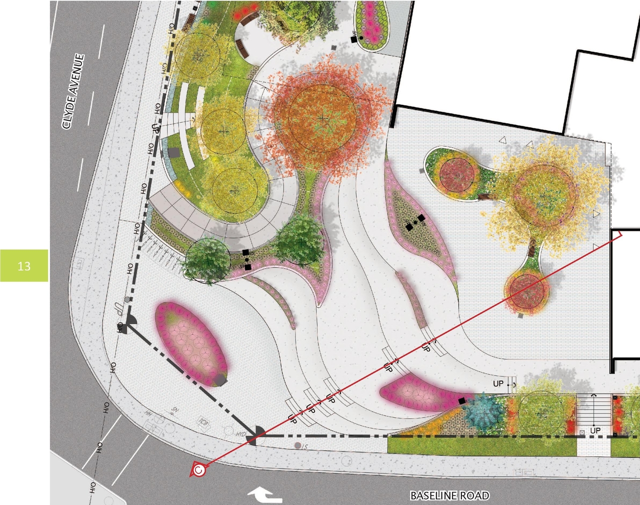 Construction site plan for project from page 76 of the file '1357 Baseline, Formal UDRP Sub'