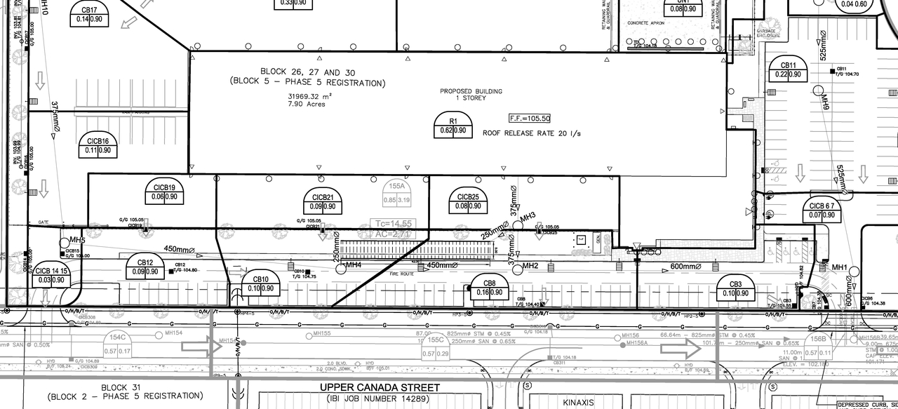 Construction site plan for project from page 35 of the file 'Jan 2021 Civil Design brief'