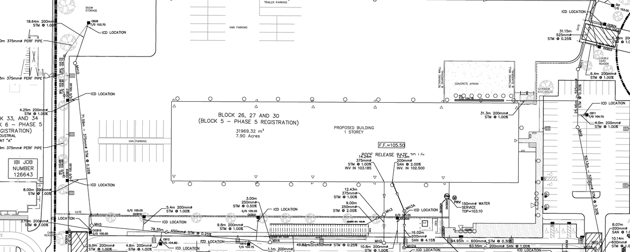 Construction site plan for project from page 54 of the file 'Jan 2021 Civil Design brief'