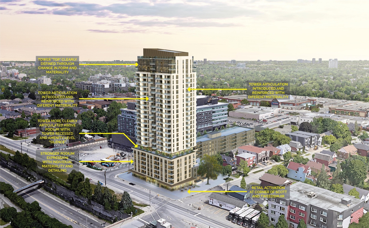 Rendering of building from page 10 of the file '2020-04-03 - Design Brief - D07-12-20-0035'