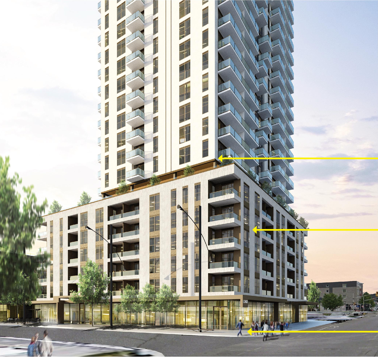 Rendering of building from page 11 of the file '2020-04-03 - Design Brief - D07-12-20-0035'