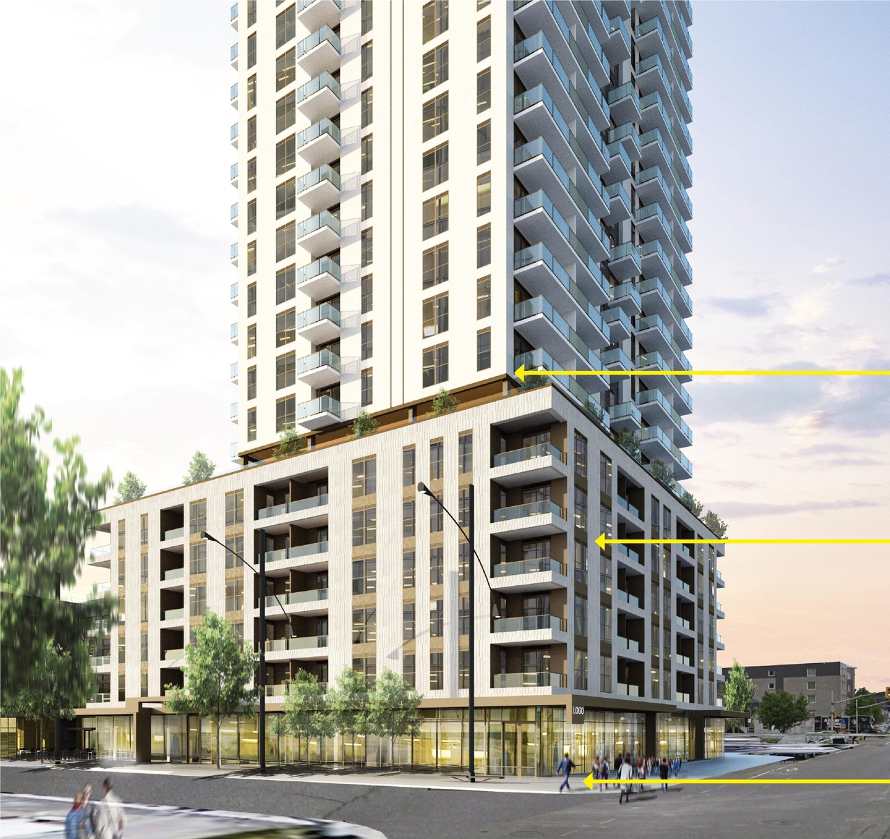 Rendering of building from page 11 of the file '2020-04-03 - Design Brief - D07-12-20-0035'