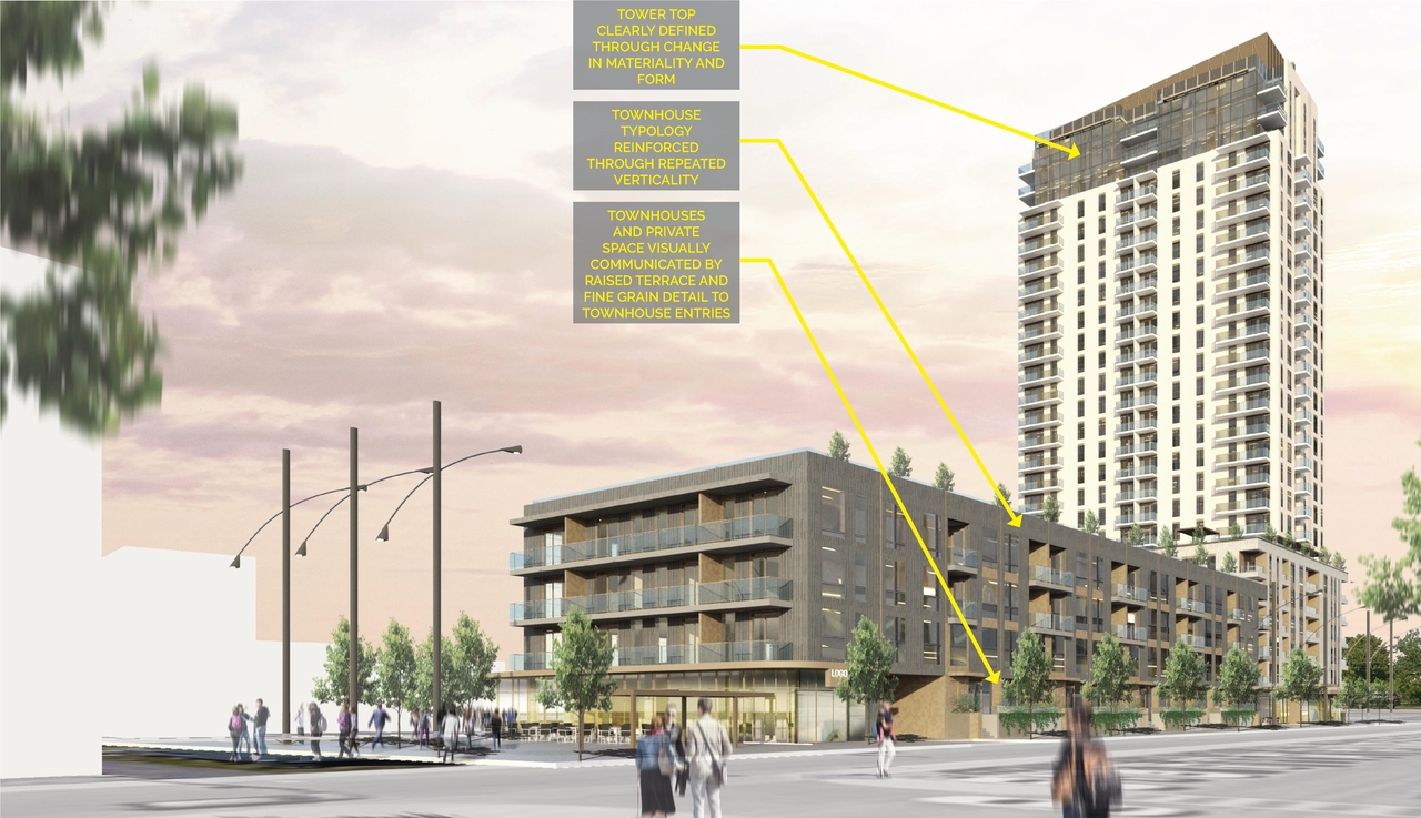 Rendering of building from page 14 of the file '2020-04-03 - Design Brief - D07-12-20-0035'