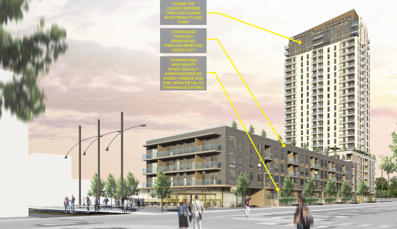 Rendering of building from page 14 of the file '2020-04-03 - Design Brief - D07-12-20-0035'