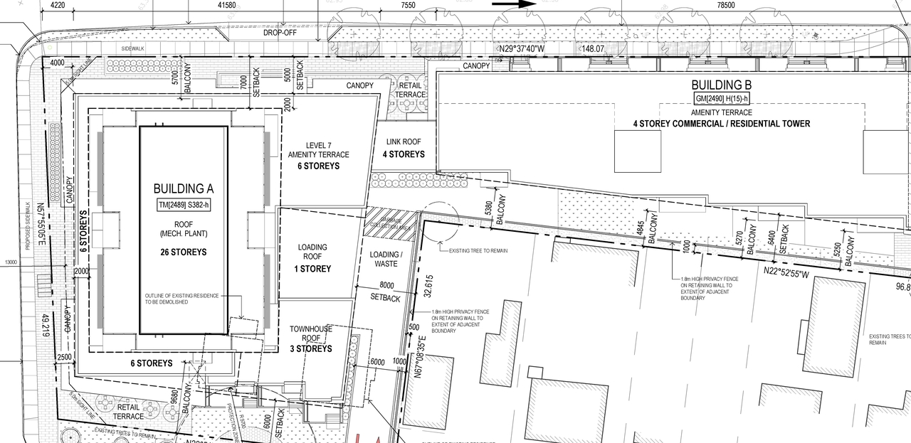 Construction site plan for project from page 18 of the file '2020-04-03 - Design Brief - D07-12-20-0035'